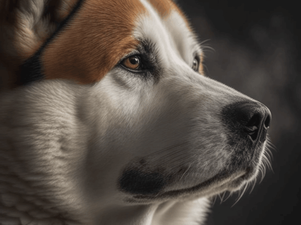 Akita Songeur – Portrait chien anthropomorphique | Pixel Komando