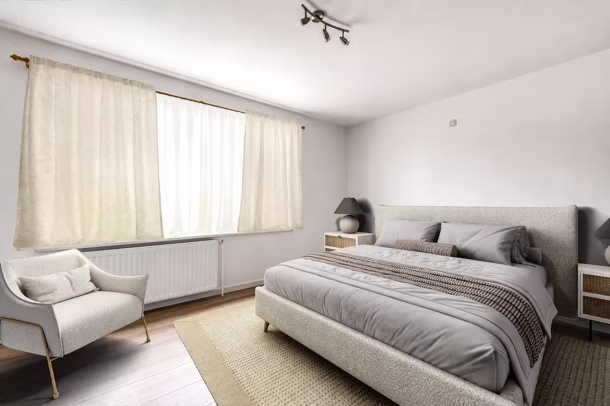 Projection de la même pièce après home staging virtuel réalisé par intelligence artificielle