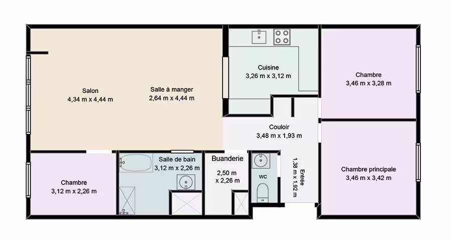 Exemple de plan 2D immobilier clair et lisible pour une annonce professionnelle